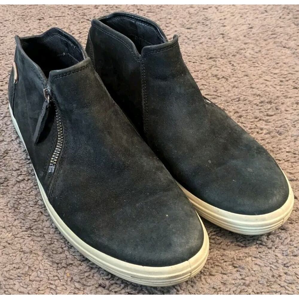 ECCO Soft 7 Nubuck Zip Bootie Black 43024350263 Women's EU 40 / US 9